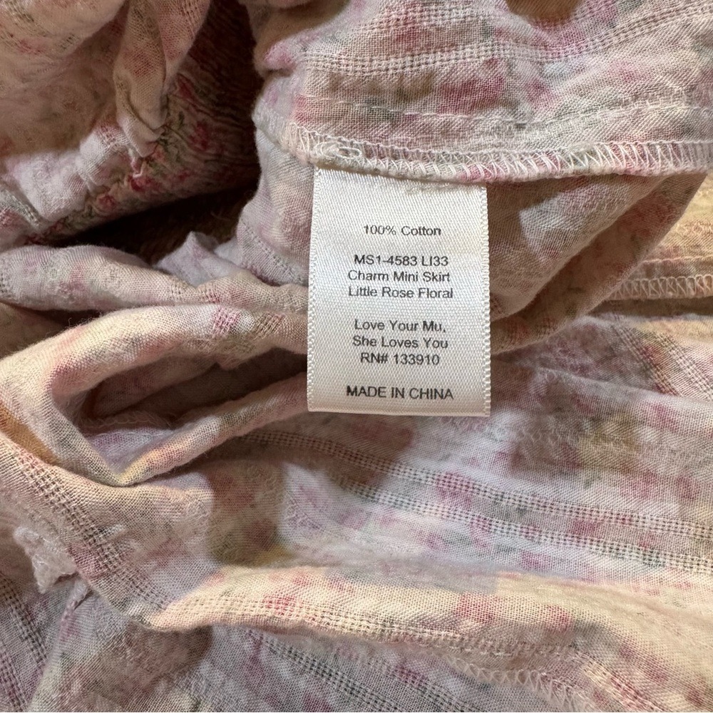 Show Me Your Mumu Charm Mini Skirt Pink Cotton Floral Lace Trim Womens M - Picture 4 of 15